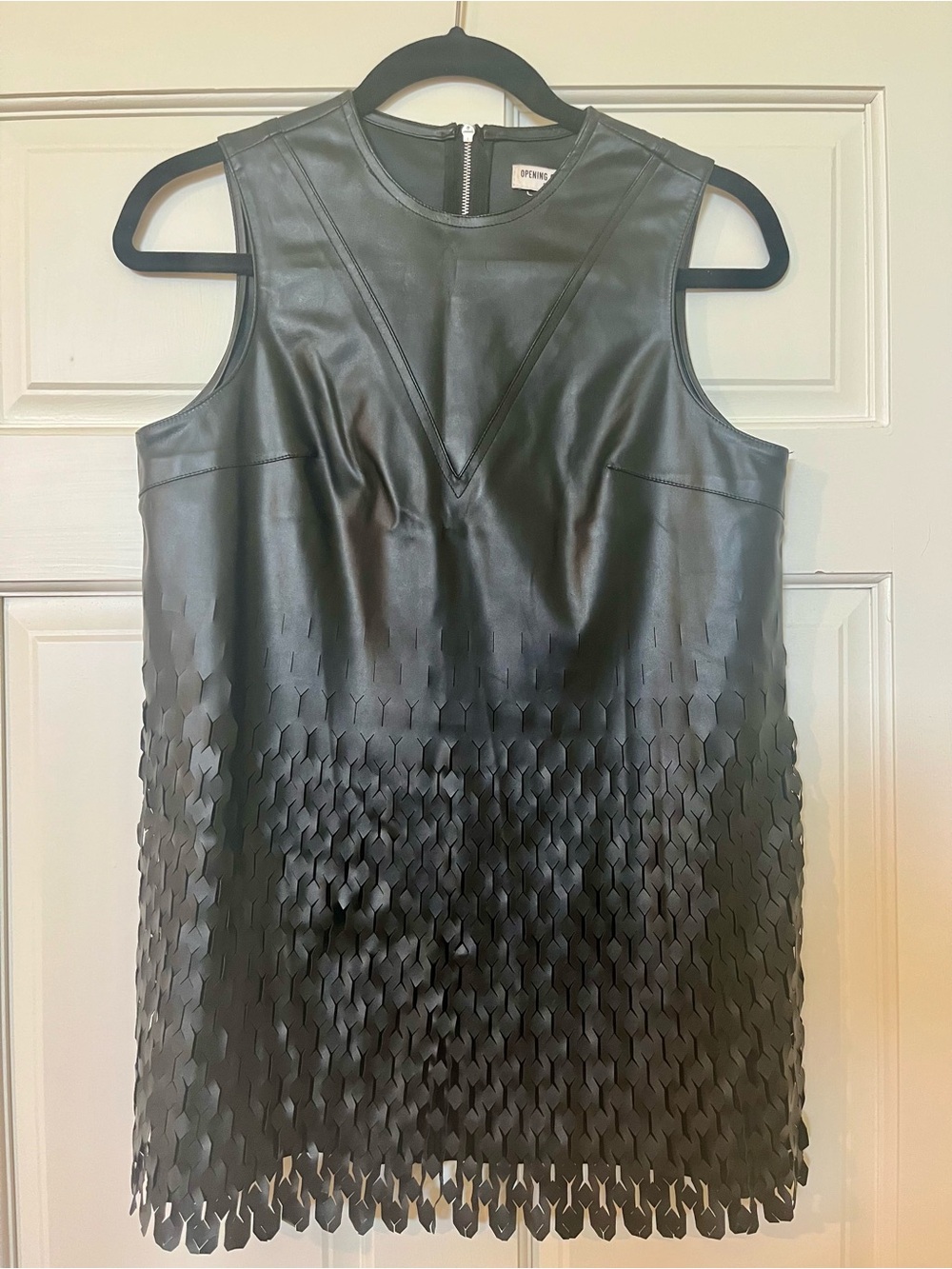 Opening Ceremony Black Leather Laser-Cut Sleeveless Shift Top